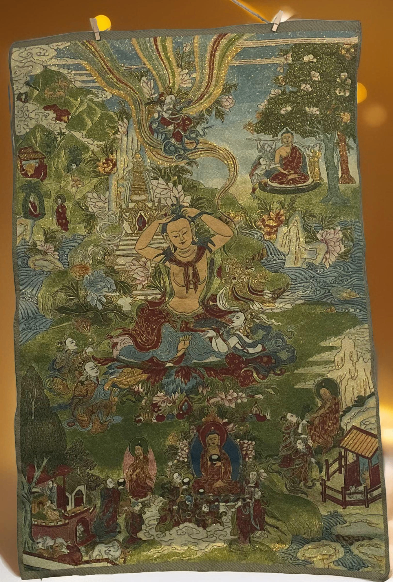 V000006 Silk Embroidery Tibet Tibetan Tapestry Shakyamuni Buddha Life Story