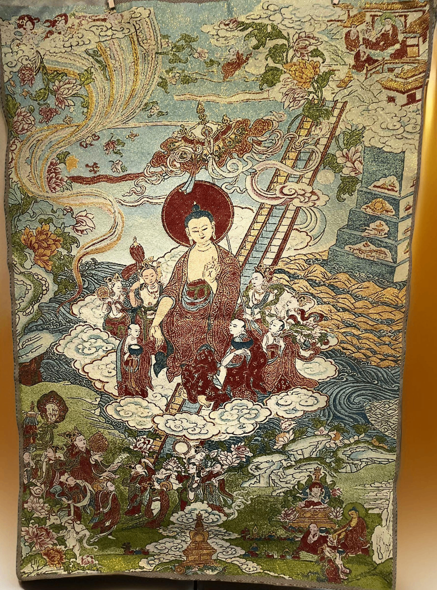 V000008 Silk Embroidery Tibetan Tapestry Shakyamuni Buddha Life Story