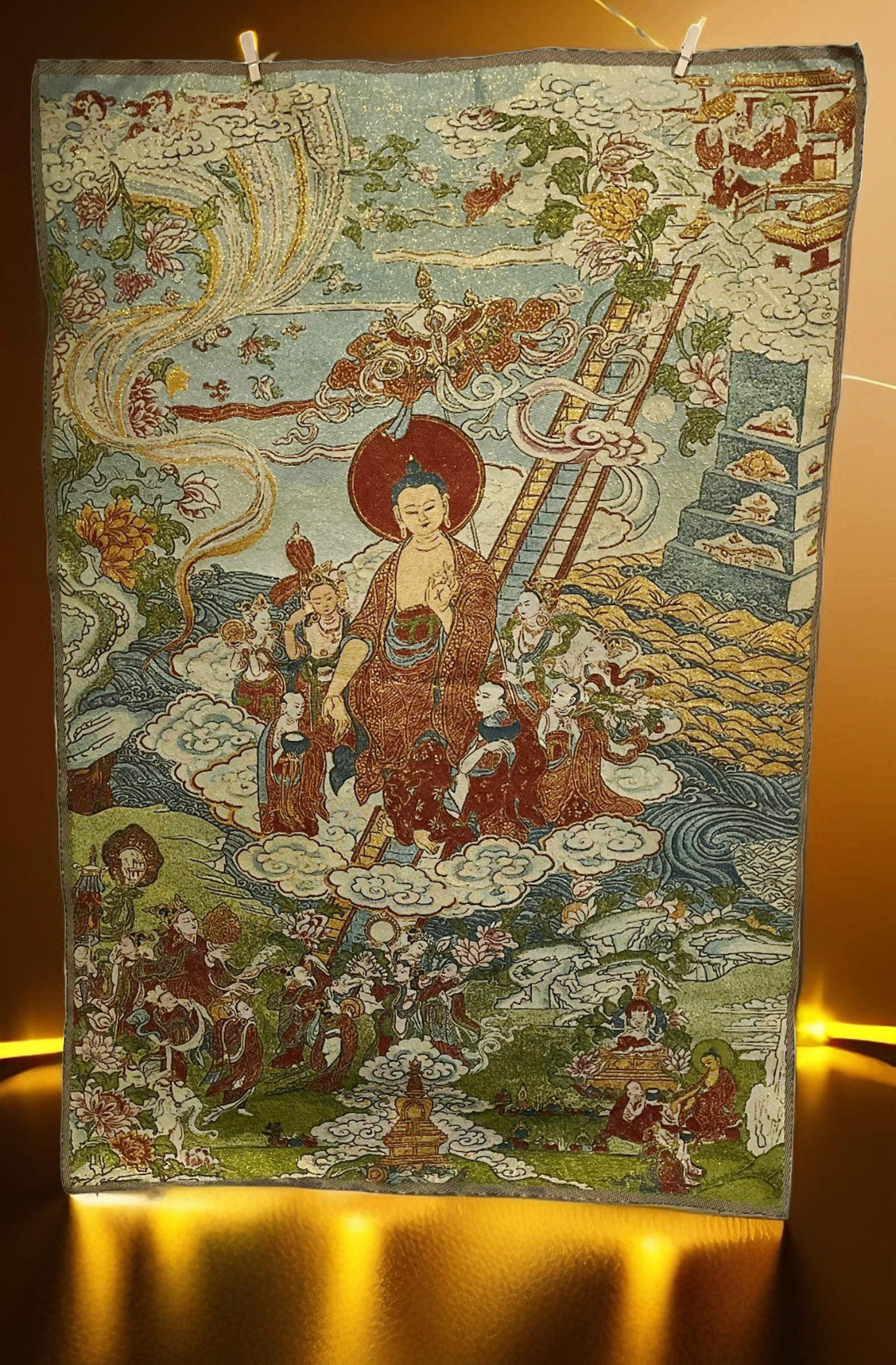 V000008 Silk Embroidery Tibetan Tapestry Shakyamuni Buddha Life Story