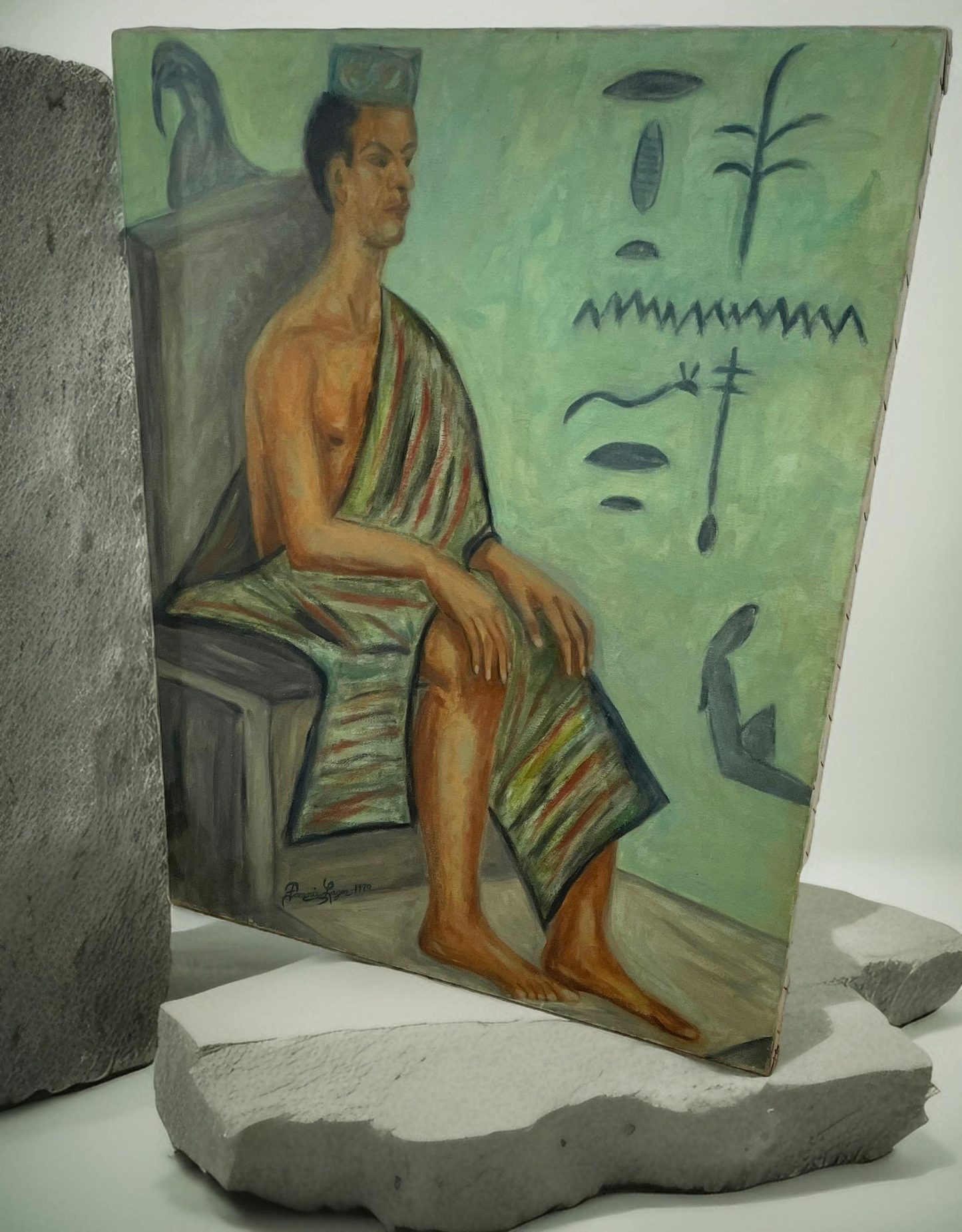 V000025 Fannie Lager Painting -Egyptian Pharaoh's Contemplation