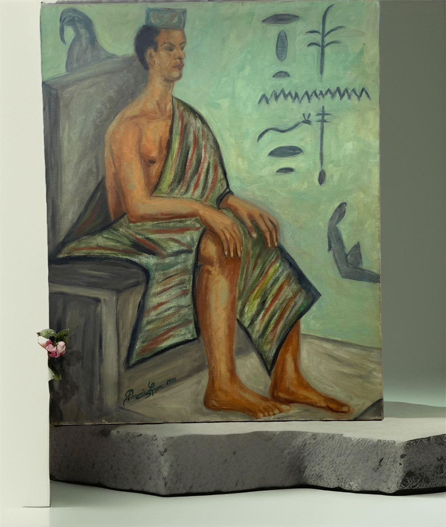 V000025 Fannie Lager Painting -Egyptian Pharaoh's Contemplation