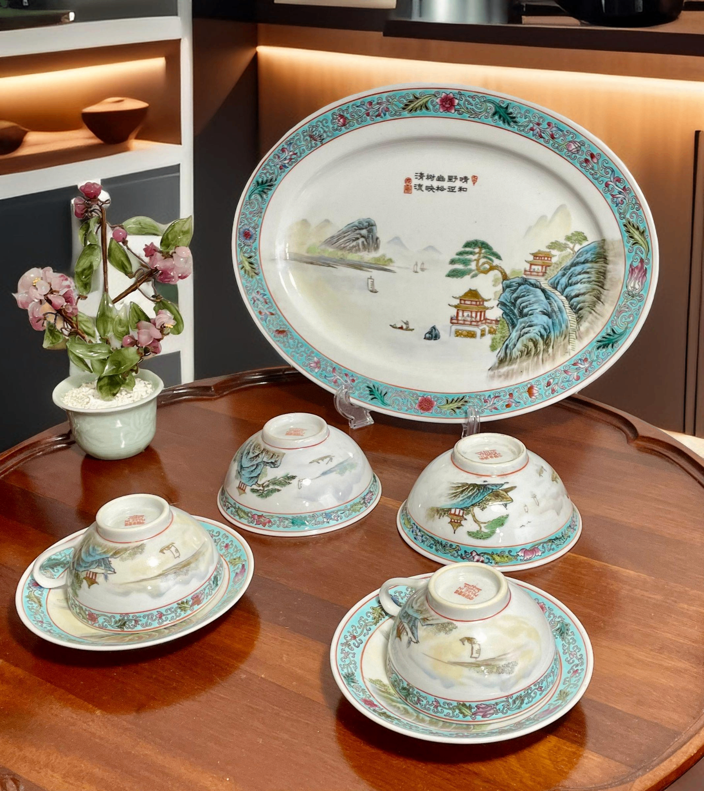 V000013 China Imperial Elegance: Qing Dynasty Famille Rose Porcelain Tea Set