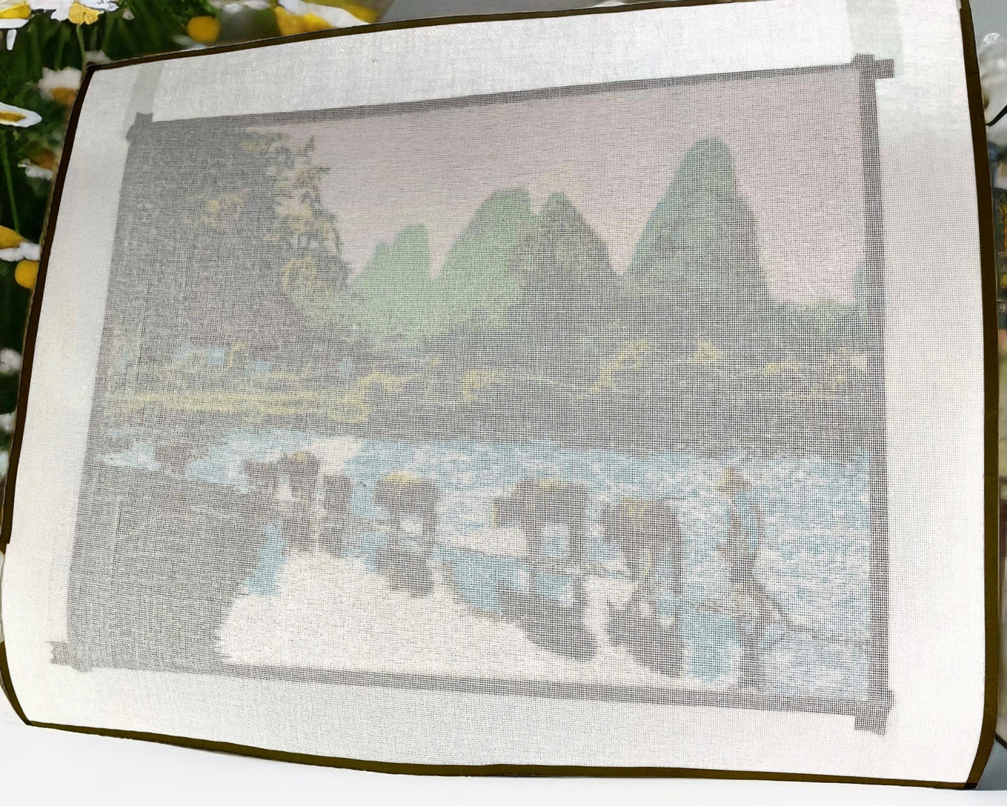 V000016 Suzhou Silk Embroidery-Cowherd Moving Herbs Shallow River