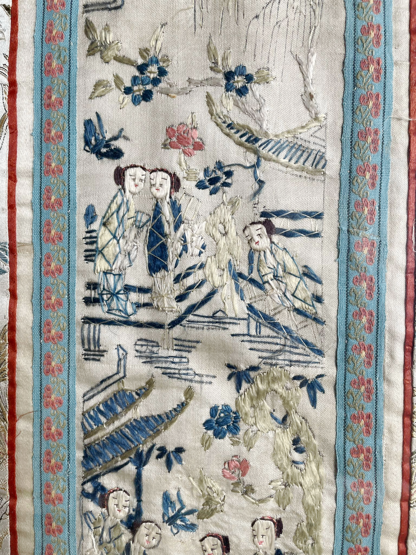 V000054 The Social life of my Village Motif, CHinese Silk Embroidery Handcrafted Panel- Vintage Art Wall.