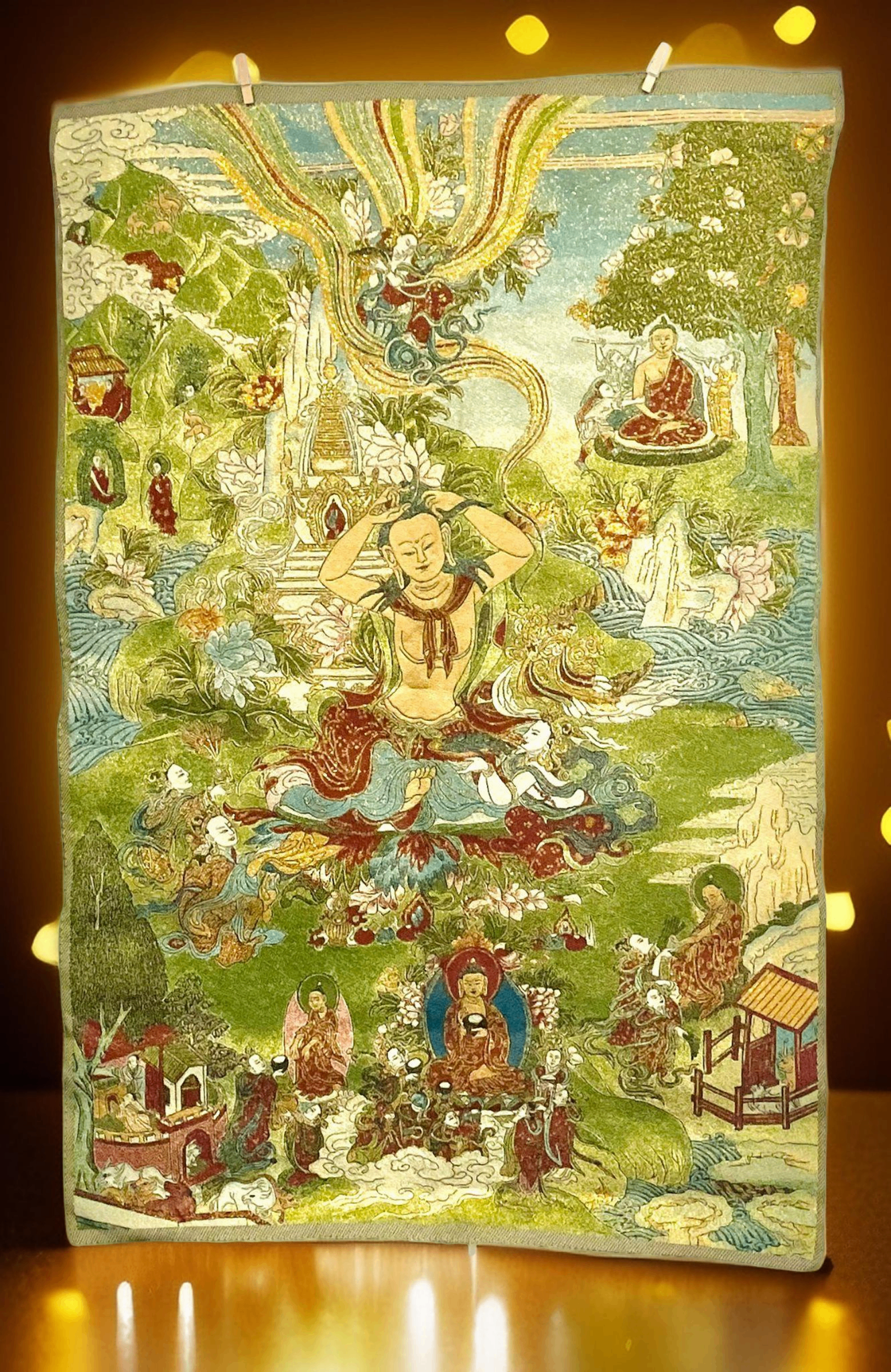 V000006 Silk Embroidery Tibet Tibetan Tapestry Shakyamuni Buddha Life Story