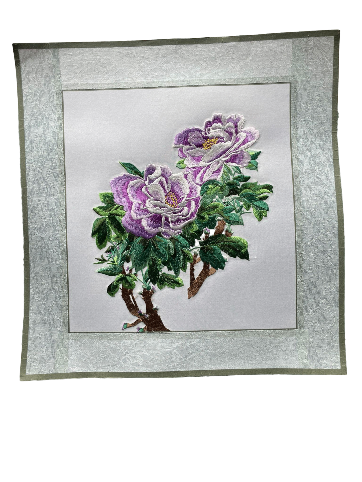 V000075 Chinese Vintage Peonies in Bloom: Suzhou Embroidery Art