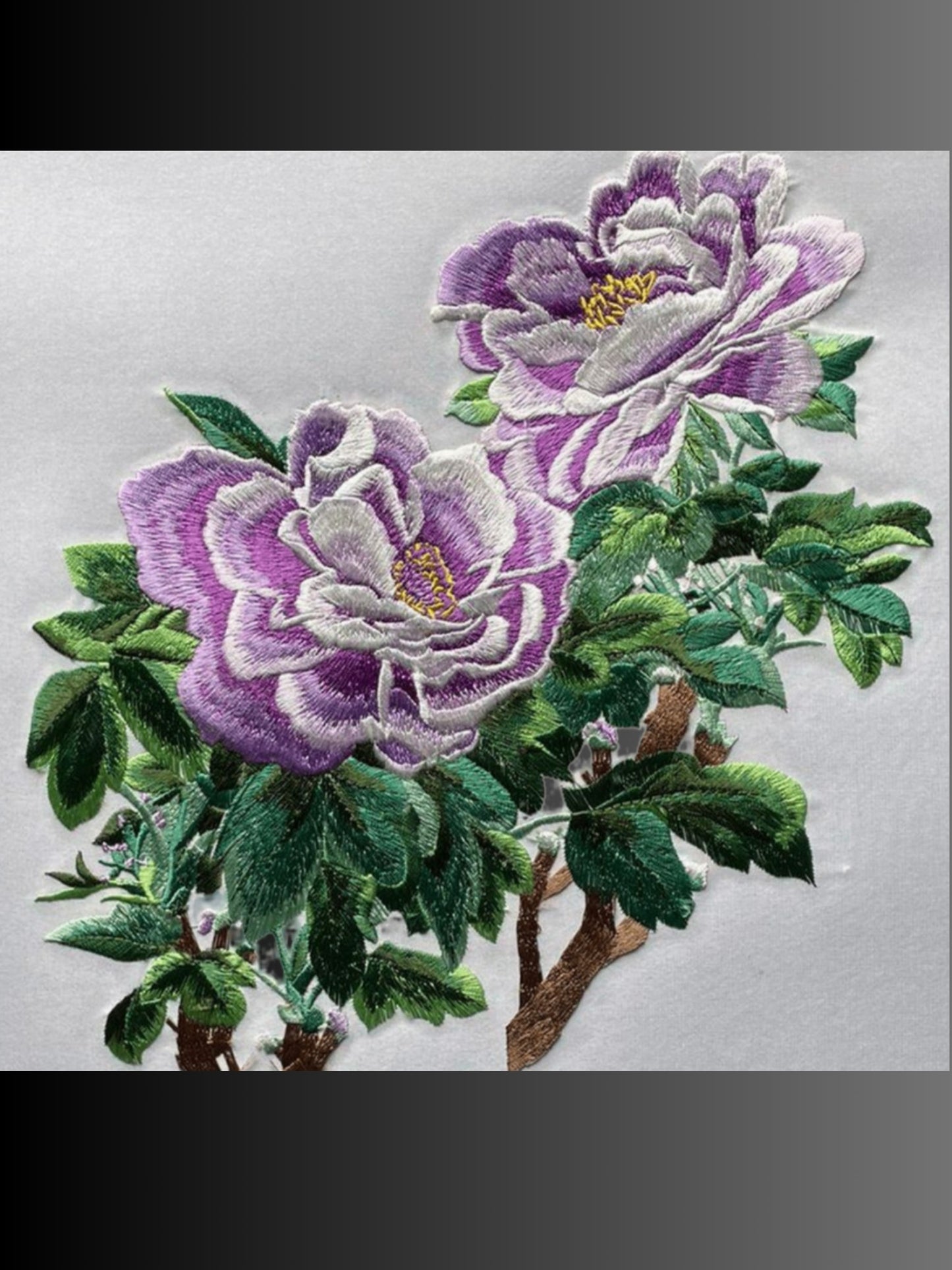 V000075 Chinese Vintage Peonies in Bloom: Suzhou Embroidery Art