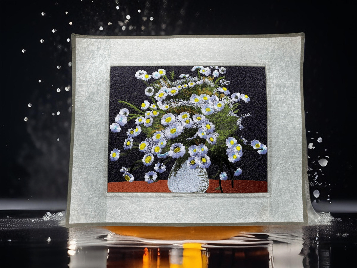 V000077 Daisy Serenade: Suzhou Embroidery Still Life