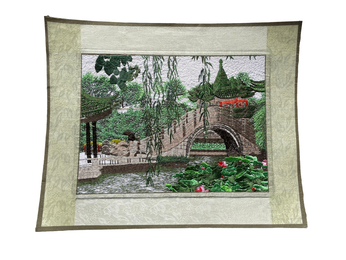 V000078 Lotus Pond Reflections: Suzhou Embroidery Art