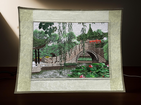 V000078 Lotus Pond Reflections: Suzhou Embroidery Art