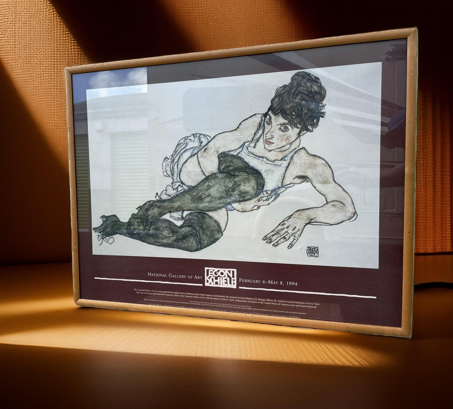 V000059 -  Reclining Woman with Green Stockings  Egon Schiele- Portrain Painting- Art Wall Deco-