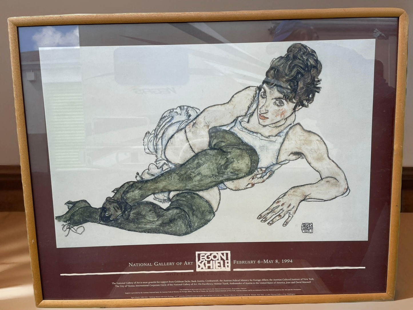 V000059 -  Reclining Woman with Green Stockings  Egon Schiele- Portrain Painting- Art Wall Deco-